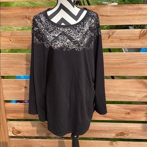 Ava viv plus size black silver glitter blouse